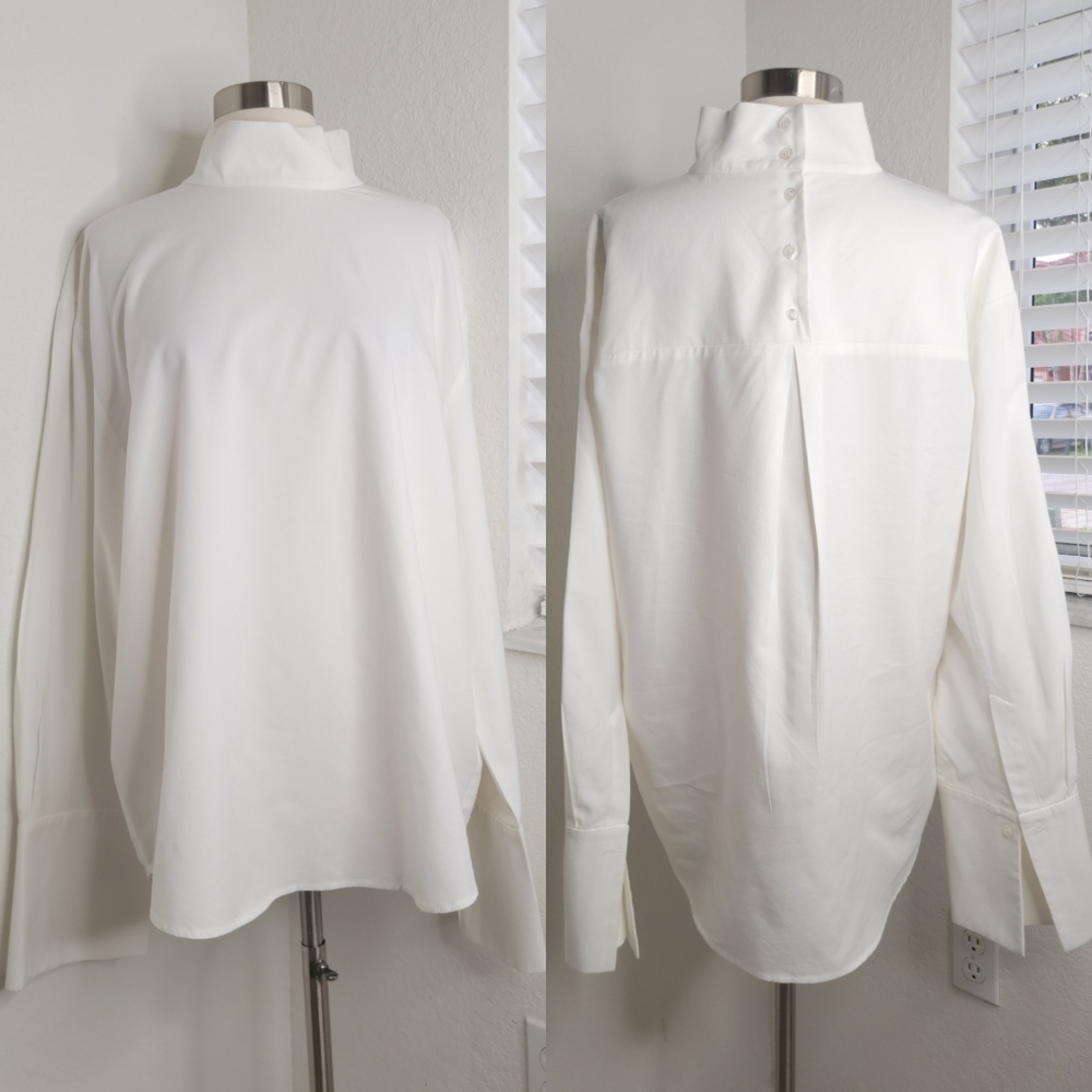 TOTOKAELO ARCHIVE Oversized Mock Neck Shirt Ivory L.